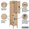 Salsbury Industries Wardrobe Locker, 12" W, 18" D, 66" H, (1) Wide, (2) Openings, Tan 62158TN-A